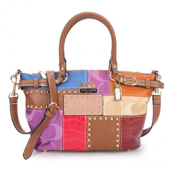 Coach Holiday Kelsey In Signature Medium Brown Multi Satchels EBO | Women